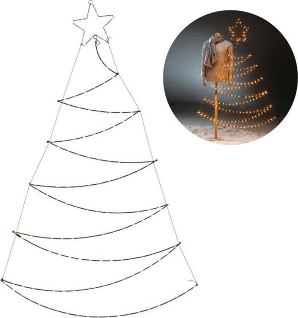 Cheqo® Verlichte Kerstboom - Kerstfiguur - Voor Binnen en Buiten - Kerstdecoratie - Wanddecoratie - Kerstverlichting - 150cm - 150 LED