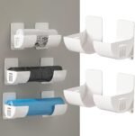 Set van 4 zonder ponsen keukenorganizer, wandgemonteerde vuilniszakdispenser organisator keuken witte wandgemonteerde vuilniszak keukenorganizer voor keukenopslag en organisatie keukenaccessoires organisatiesysteem