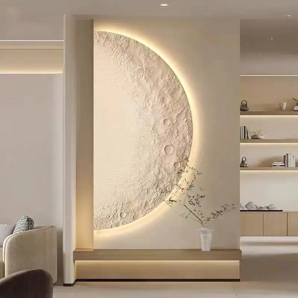 40x 80 cm Beige Nordische Halve Maan LED Wandlamp- Scandinavische "Japandi" Stijl Wandverlichting- Modern Kunst Vleugje Japandi Esthetiek Binnen Muurlamp -Woonkamer- Slaapkamer Het licht dat door de Halve Maan Schijnt zal je Kamer Prachtig Verlichten