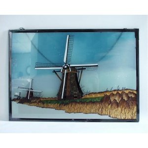 Raamdecoratie glas molen winter Raamdecoraties van glas, Wand- en Raamdecoratie