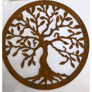 Serenti -muurdecoratie-levensboom- Tree of Life- Cortenstaal-diameter 30 cm- Wanddecoratie binnen - muurdecoratie buiten