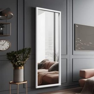 Passpiegel hangend - Passpiegel slaapkamer - 41 x 112cm - Wit - Muur spiegel