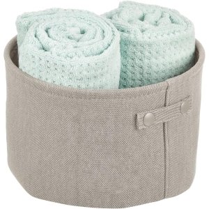 Ronde opbergbox met geïntegreerde handvatten voor huishoudelijke en badkameraccessoires - lichtgrijs