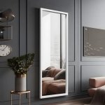 Passpiegel hangend - Passpiegel slaapkamer - 41 x 112cm - Wit - Muur spiegel
