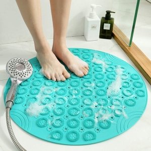Antislip Douchemat Grijs - Voorzien van Zuignappen en Afvoergaten - 1 stuk - PVC - 55 x 55 cm
