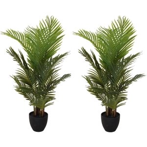 Kunstplant Goudpalm - 3x - groen - 94 cm - in pot - kamerplant - nepplant - Palm - Palmbomen - Goudpalmen voor binnen