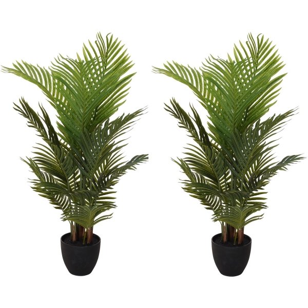 Kunstplant Goudpalm - 3x - groen - 94 cm - in pot - kamerplant - nepplant - Palm - Palmbomen - Goudpalmen voor binnen