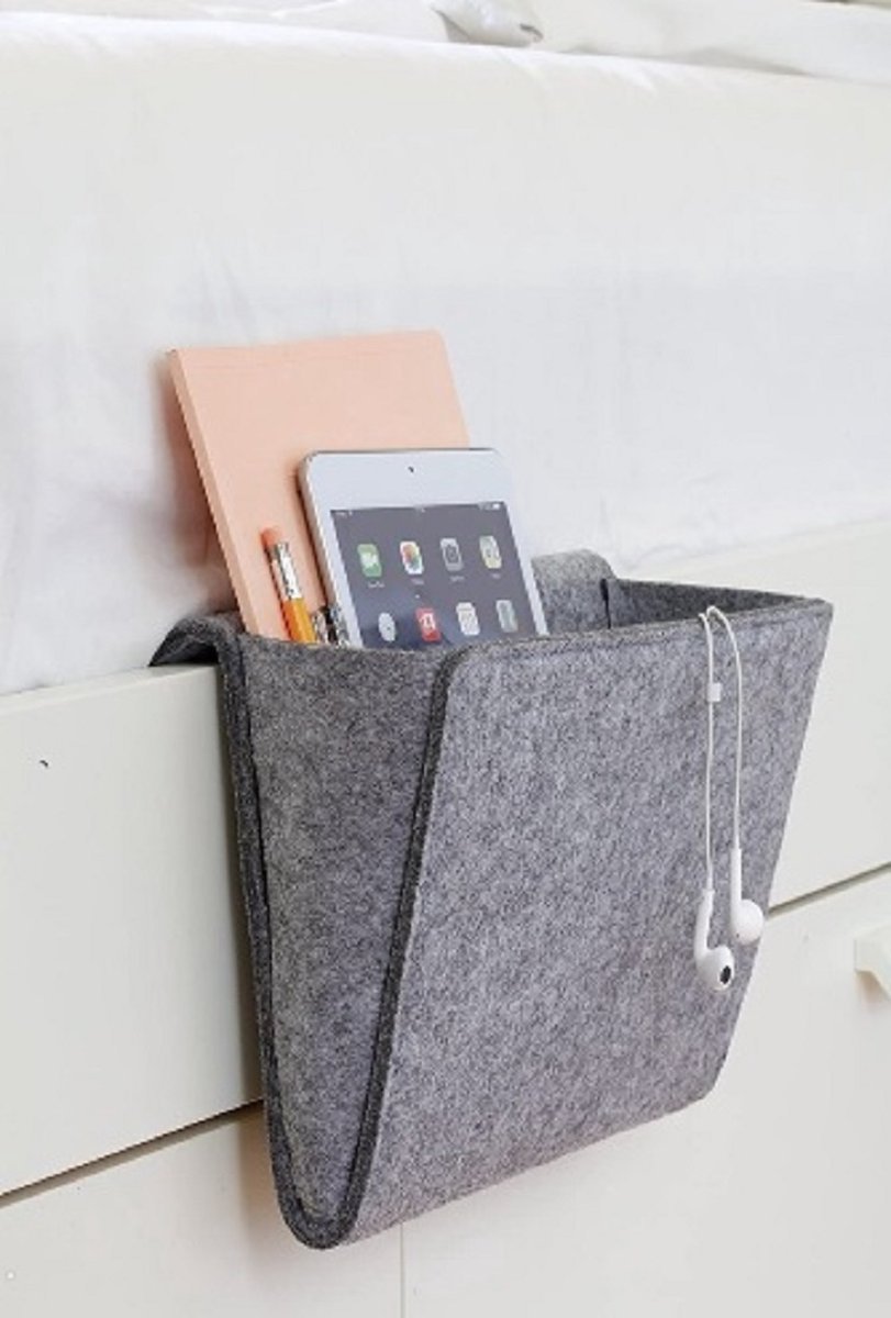 Finnacle - Vilten Opbergzak voor Bed & Bank - Nachtkastje voor Ipad & Tijdschriften- slaapkamer accessoire