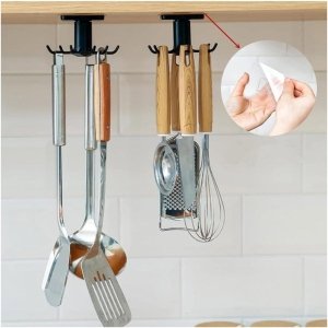 Keukengereihouders - Draaibare keukengerei haaklijst - Zonder boren - Thuis keukenaccessoires - Kookaccessoires - Zwart