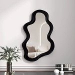 KimDo - Spiegel ovaal - Zwart - Aesthetic - Decoratie - Woonkamer - Slaapkamer - accessoires - Staand - Rond