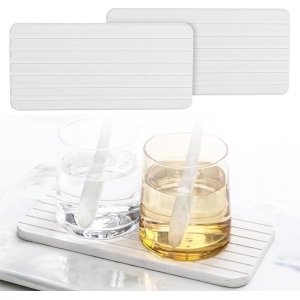 Waterabsorberend dienblad met groeven voor badkamer- en keukenaccessoires